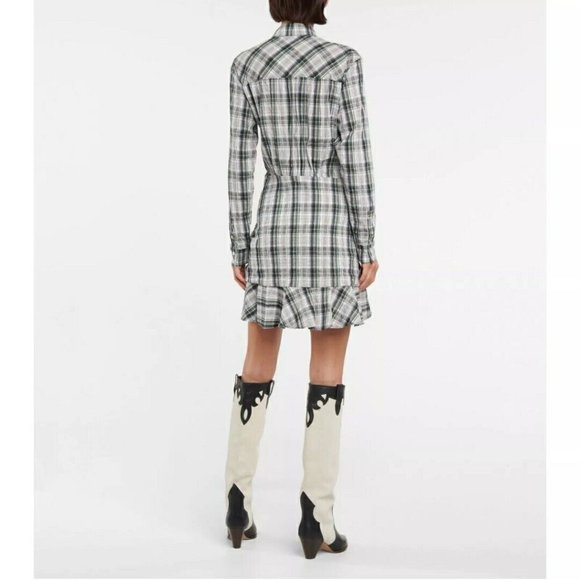 VERONICA BEARD Valle Plaid Minidress Navy Green & White Plaid Women's Size 6 - Picture 2 of 15